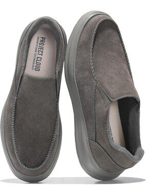 Project Cloud Men's Charcoal Closed Toe Genuine Suede Comfortable Loafers